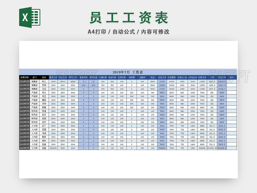 自动生成工资表商务