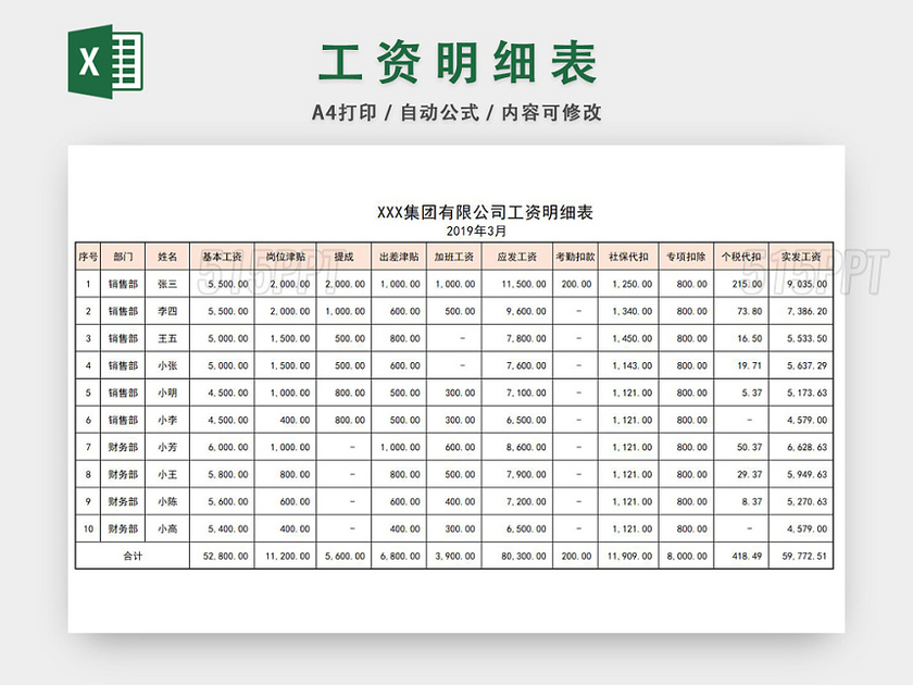 自动生成工资条