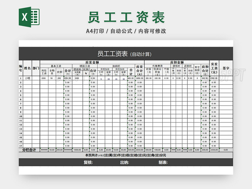 员工工资表