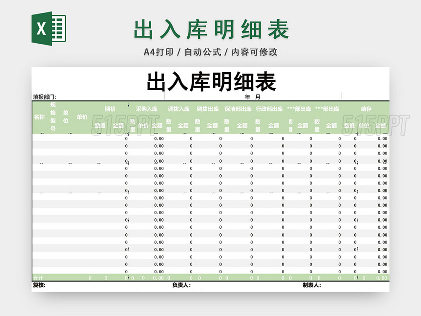 企业仓储管理出入库明细表格设计