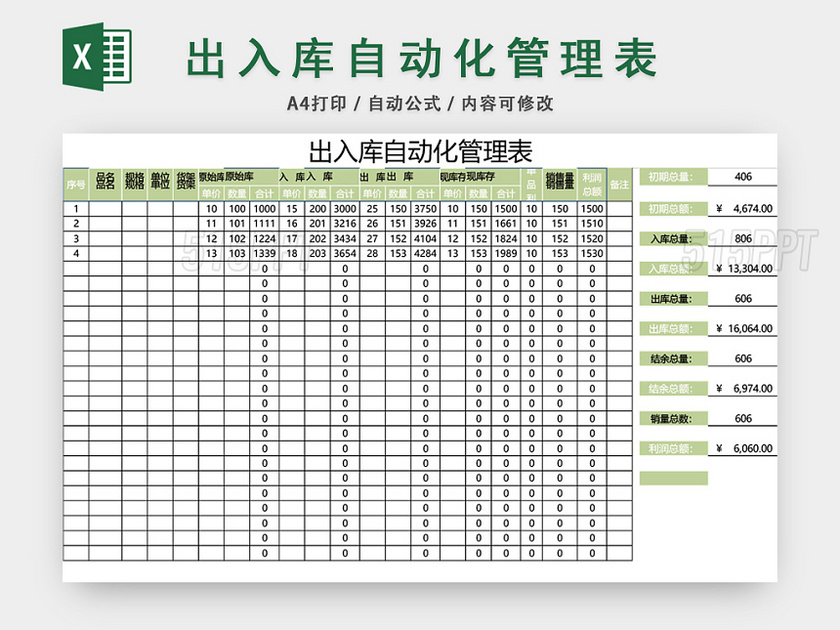 企业仓储管理出入库表格设计