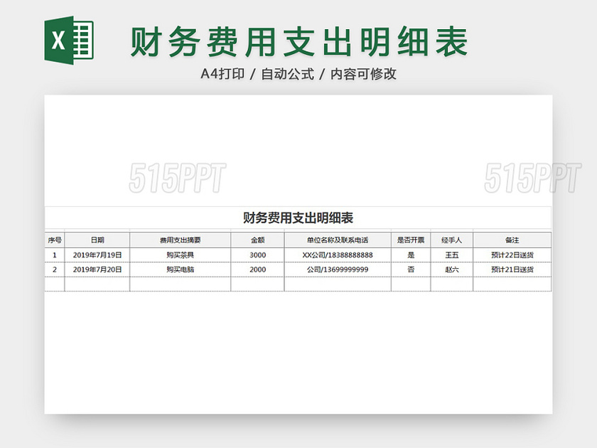 财务费用支出明细表