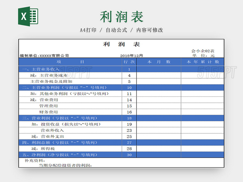 企业利润表