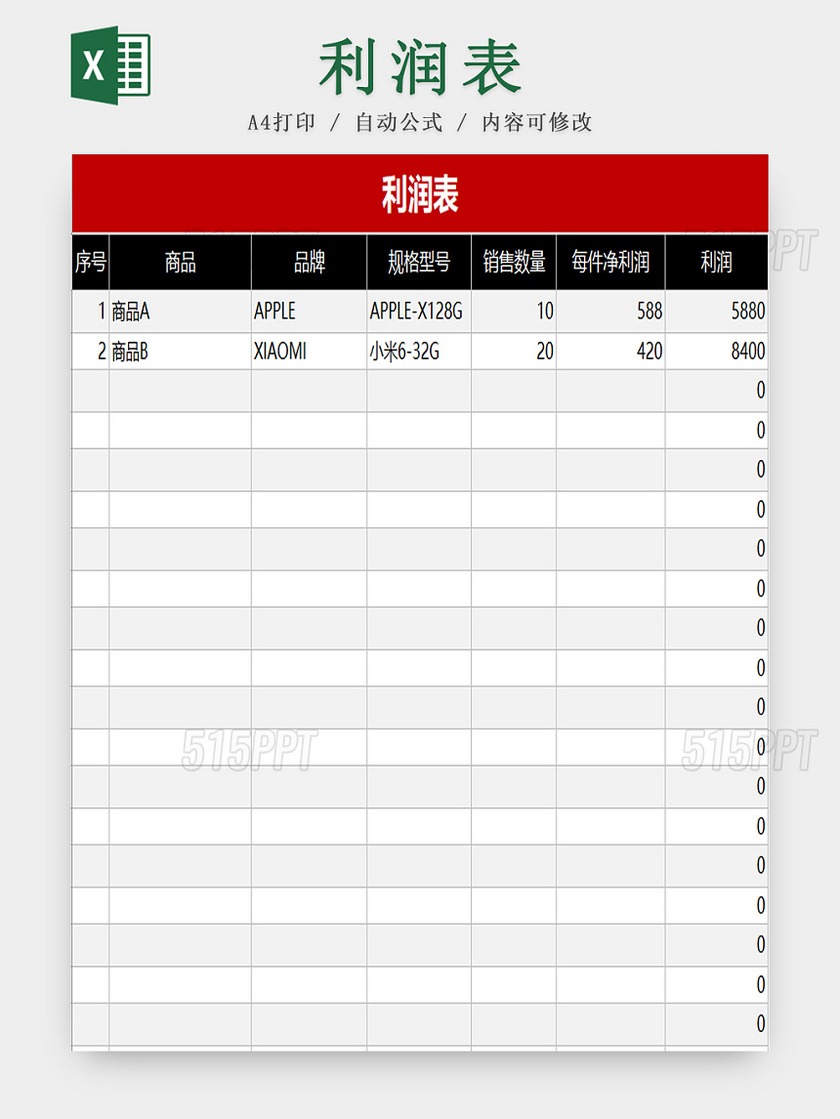 企业利润表