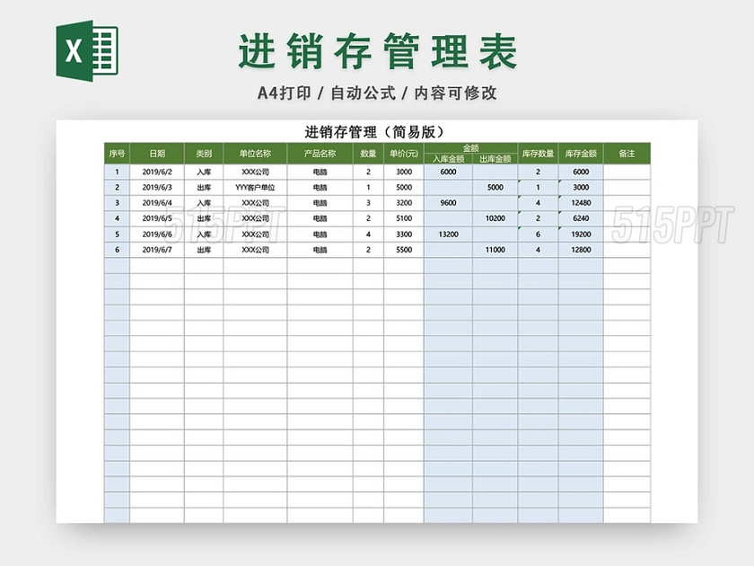 企业仓储管理进销存管理表格模板