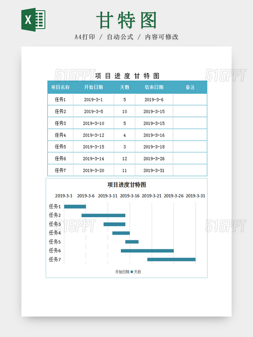 项目进度甘特图