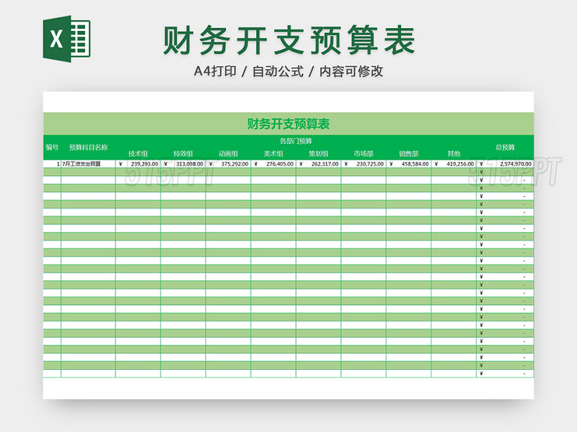 财务开支预算表