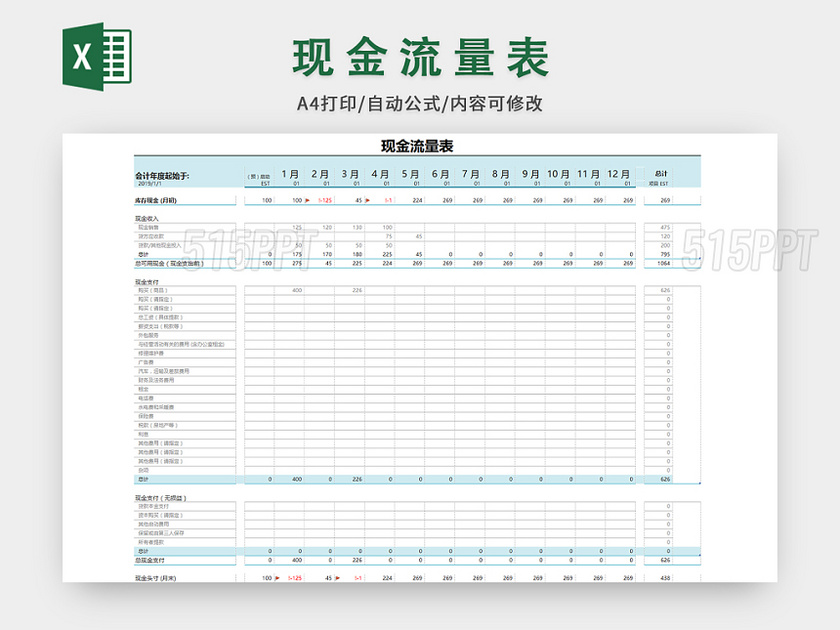 现金流量表表格模板