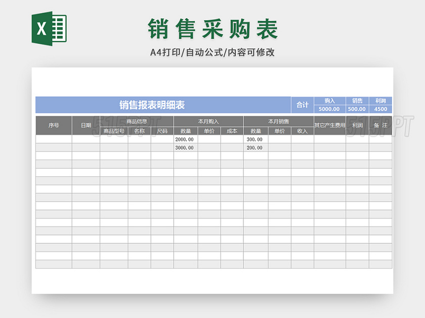 企业简约销售报表