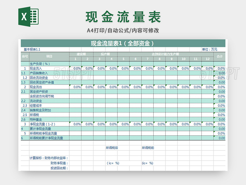 企业简约现金流量表模板