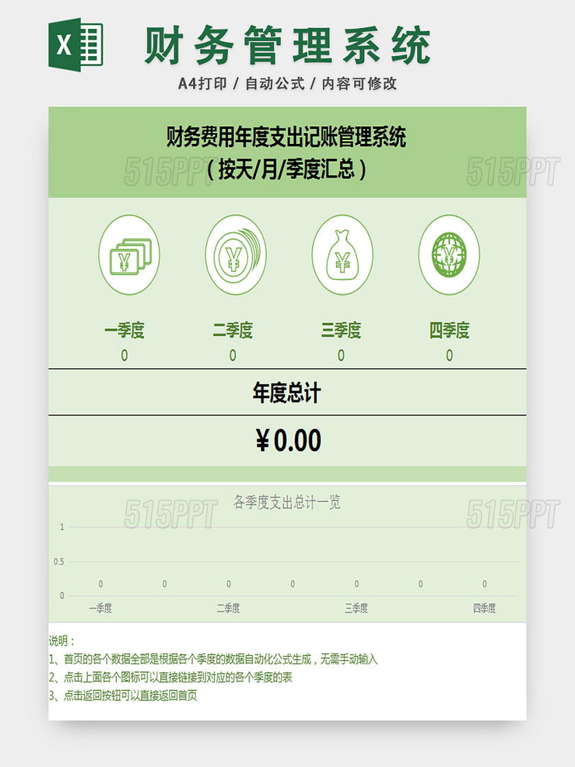 财务收支管理表年度支出记账管理系统