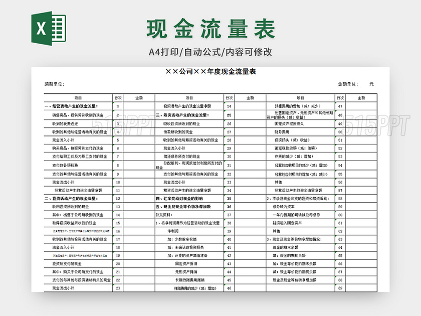 公司会计现金流量表