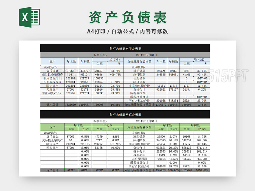 资金负债水平垂直分析统计表