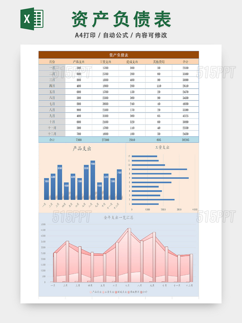 资金负债图表分析统计表