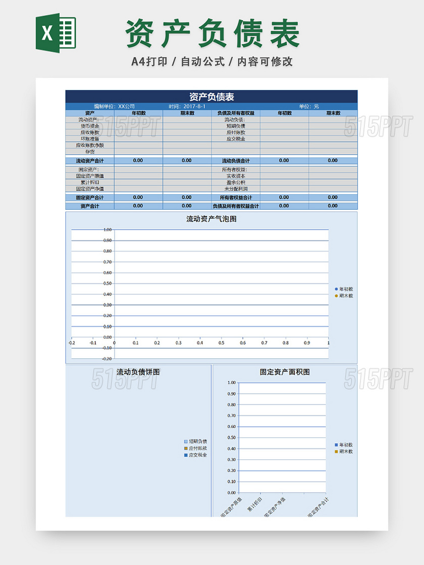 企业资金负债财务记录表