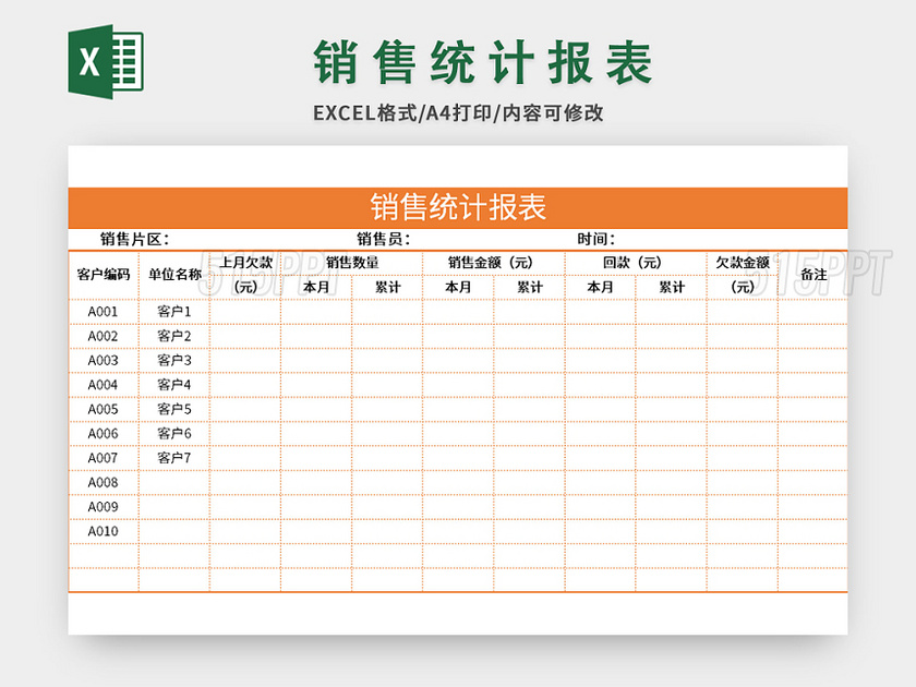 公司常用销售统计报表excel模板