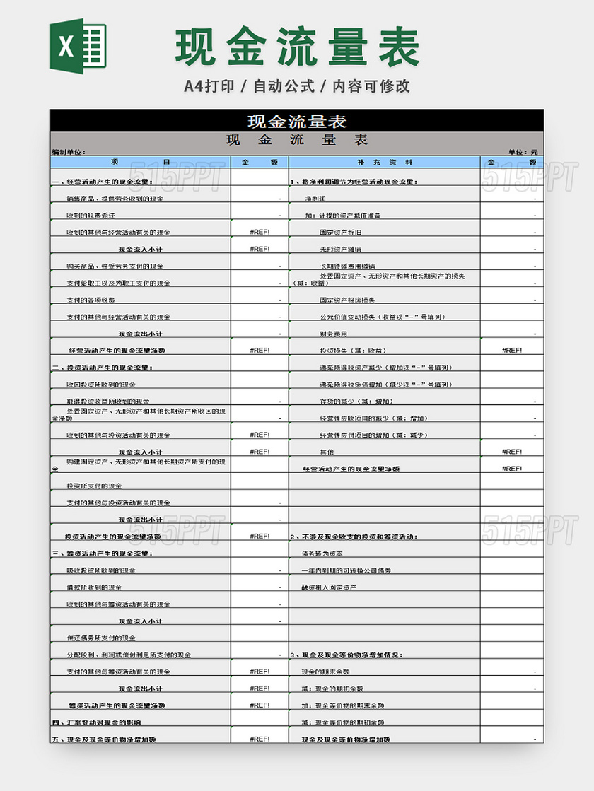 财务收支明细统计表现金流量表