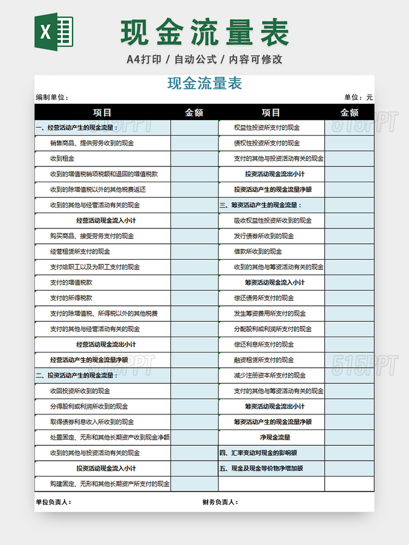 现金流量表财务收支统计表