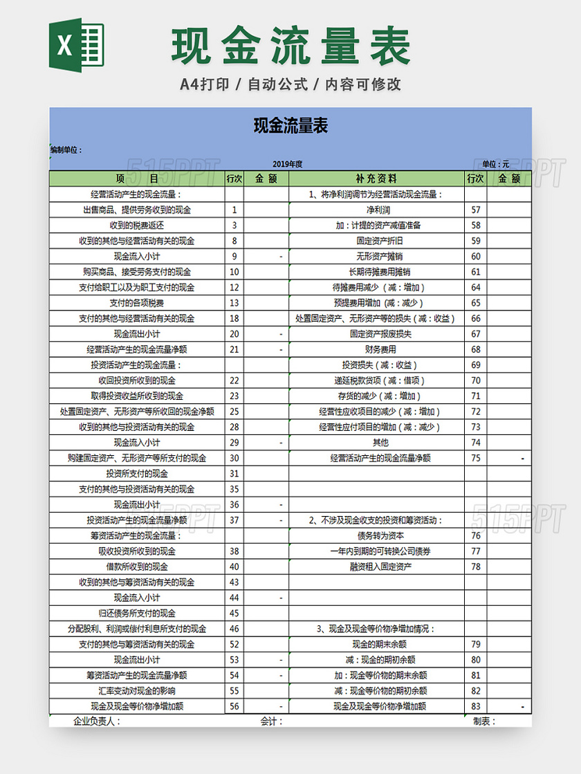 财务报表现金流量表收支明细表