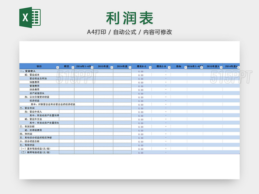 利润统计表