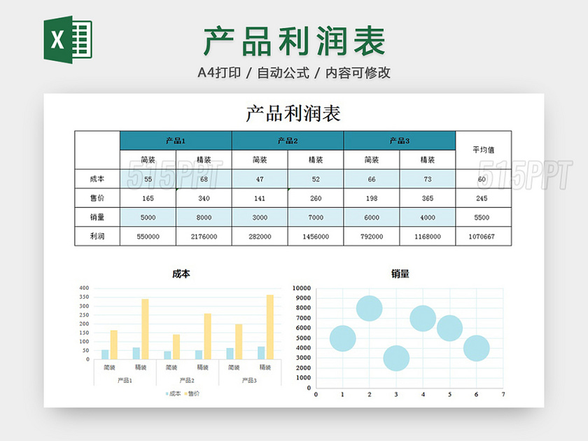 产品利润表