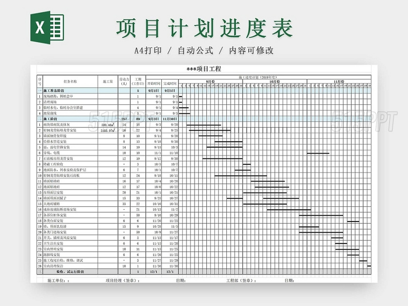 简约项目工程施工计划表