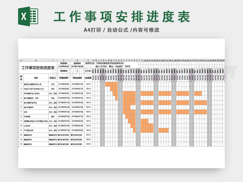 工作事项安排计划表