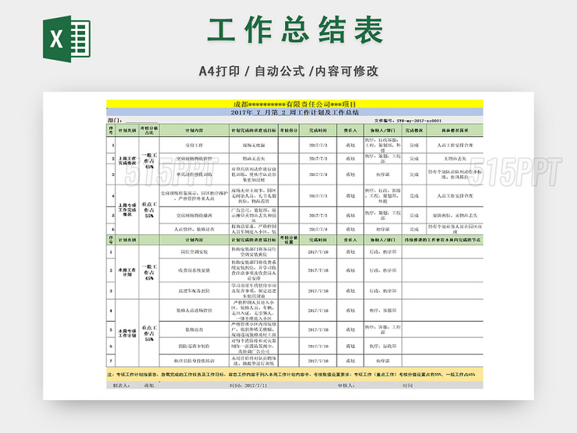 工作计划统计详情表