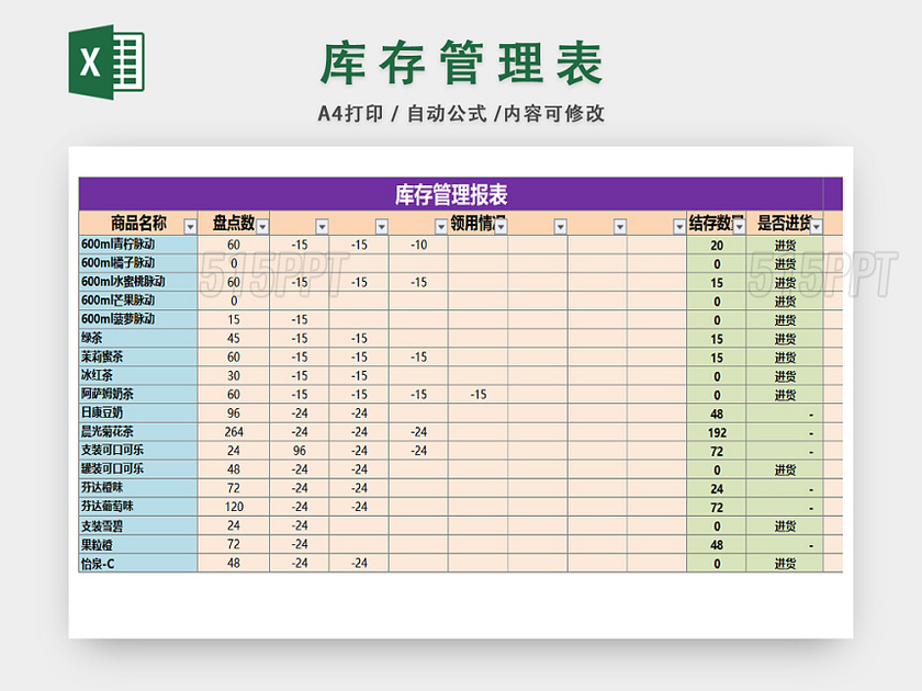 仓库库存管理统计表