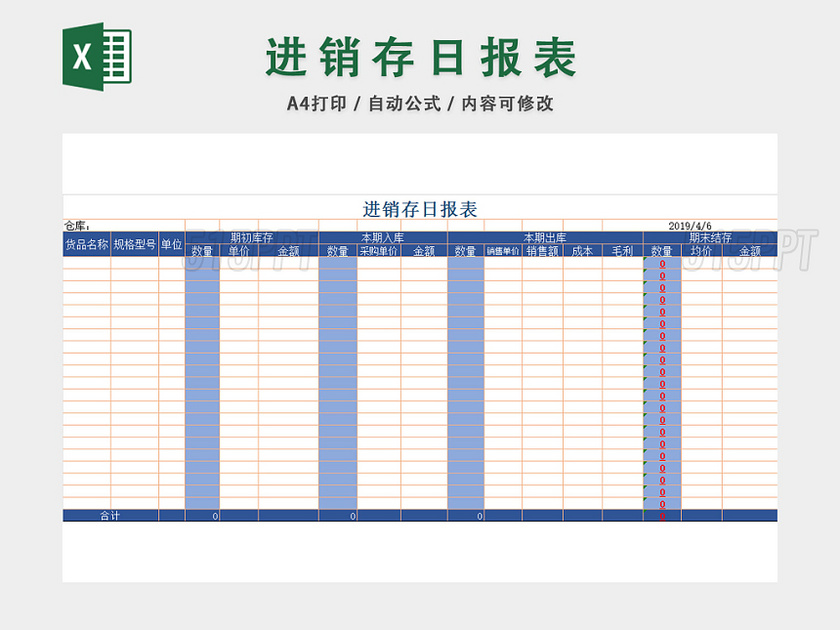 仓库管理进销存日报表