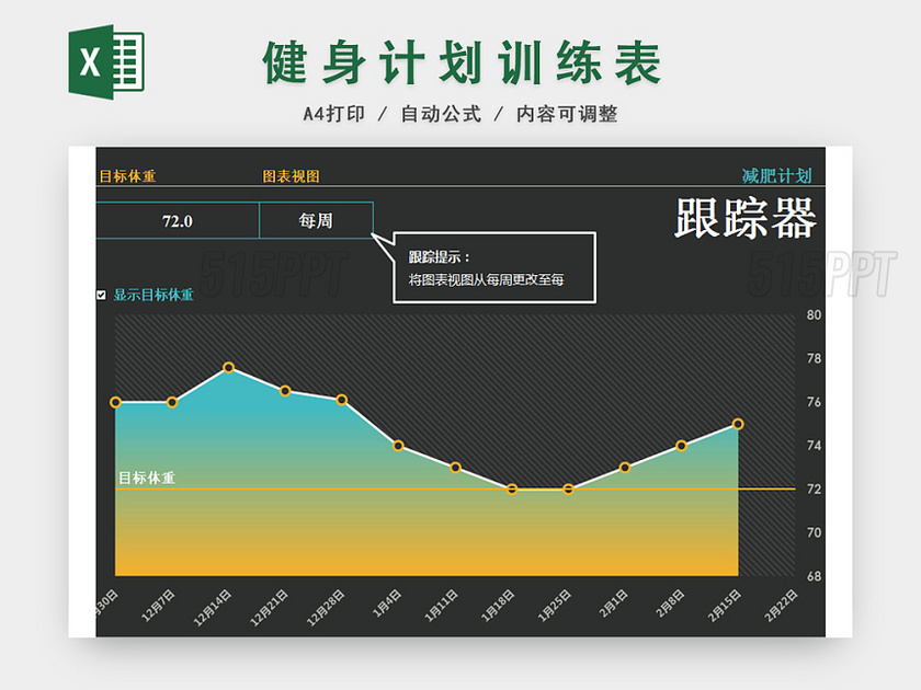 健身运动减肥计划表EXCEL模板