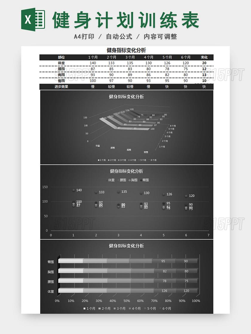 健身运动减肥计划表EXCEL模板