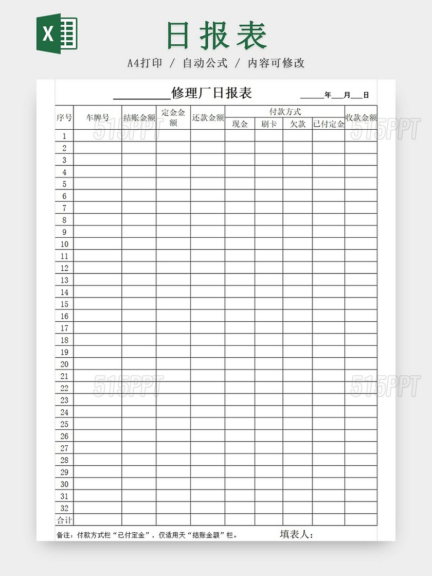 黑白简约工厂车间总产量日报表生产明细表