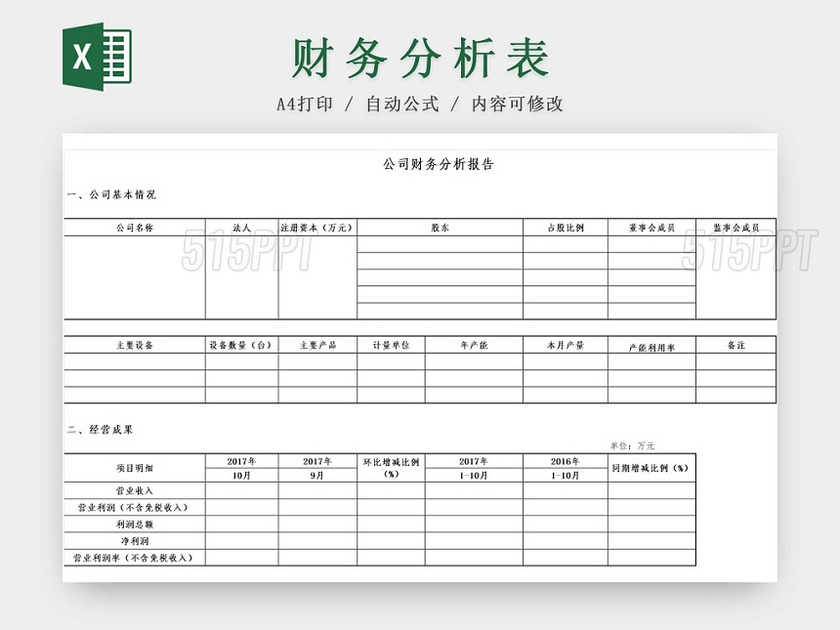 黑白简约公司财务报表财务分析报告