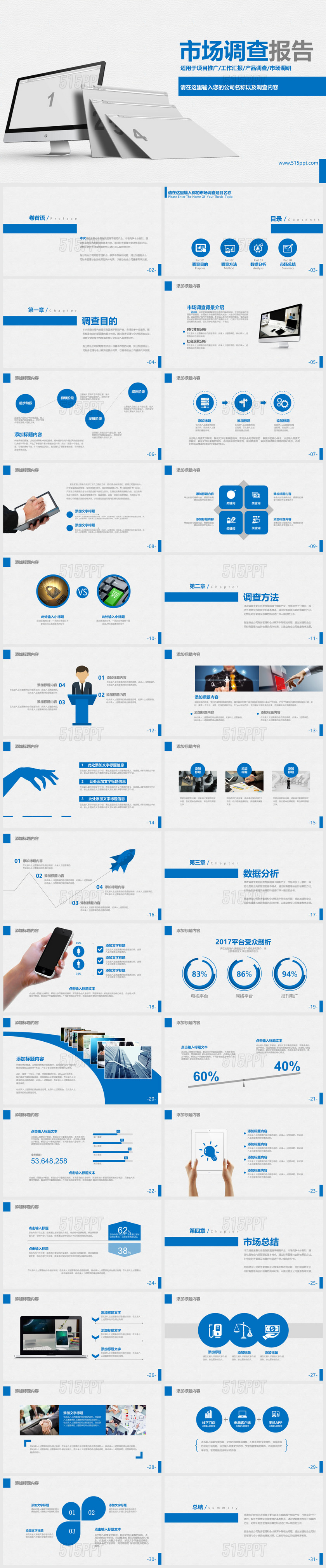 市场调查报告项目推广工作汇报产品调查 市场调研PPT模板