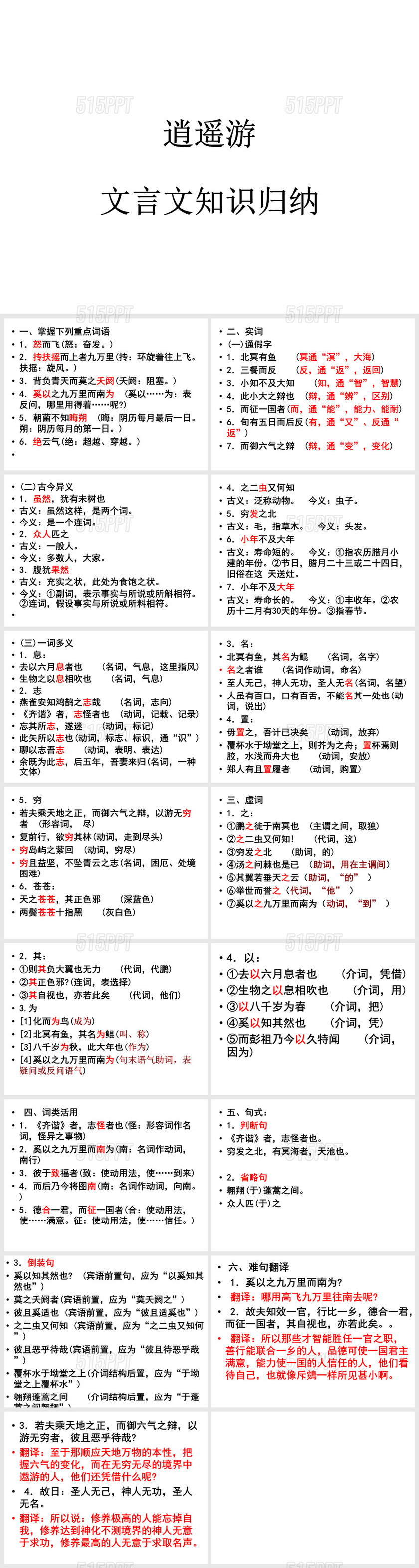 逍遥游文言文知识归纳