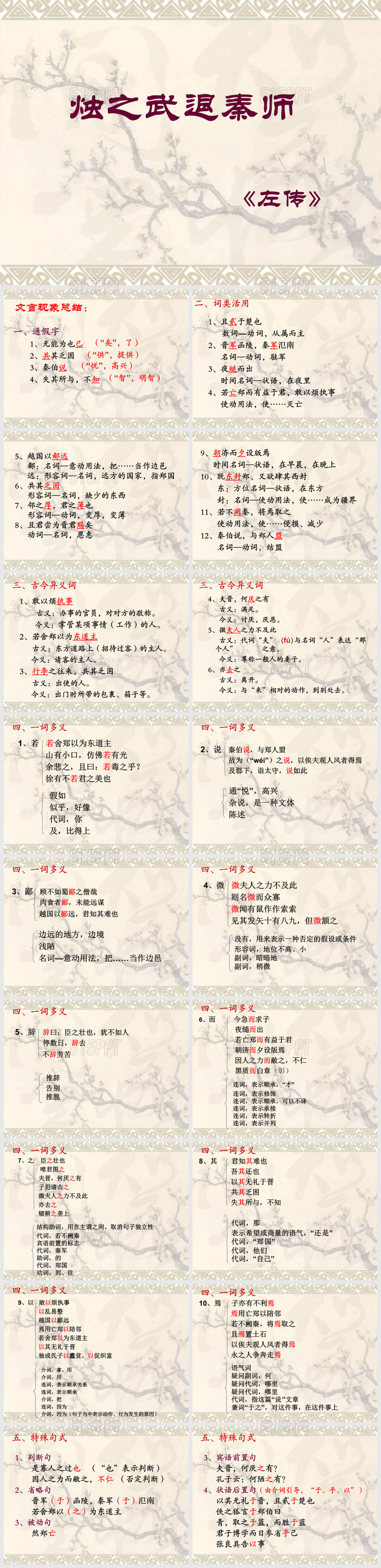 《烛之武退秦师》文言现象总结