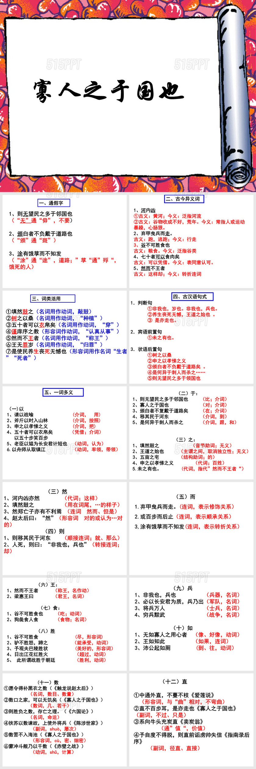 寡人之于国也知识点梳理整理