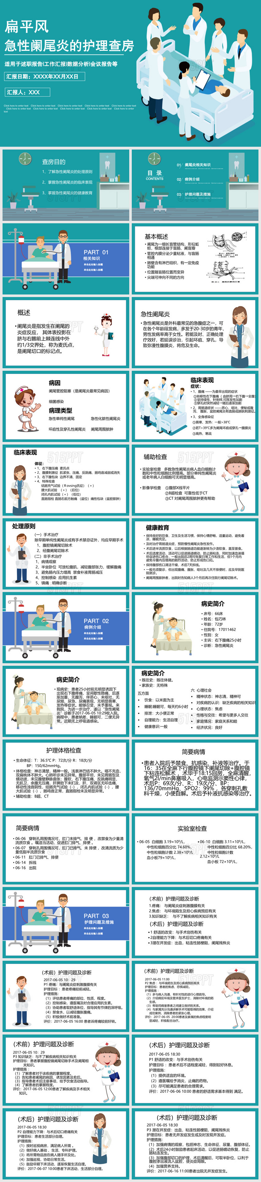 扁平风急性阑尾炎的护理查房汇报——PPT模板