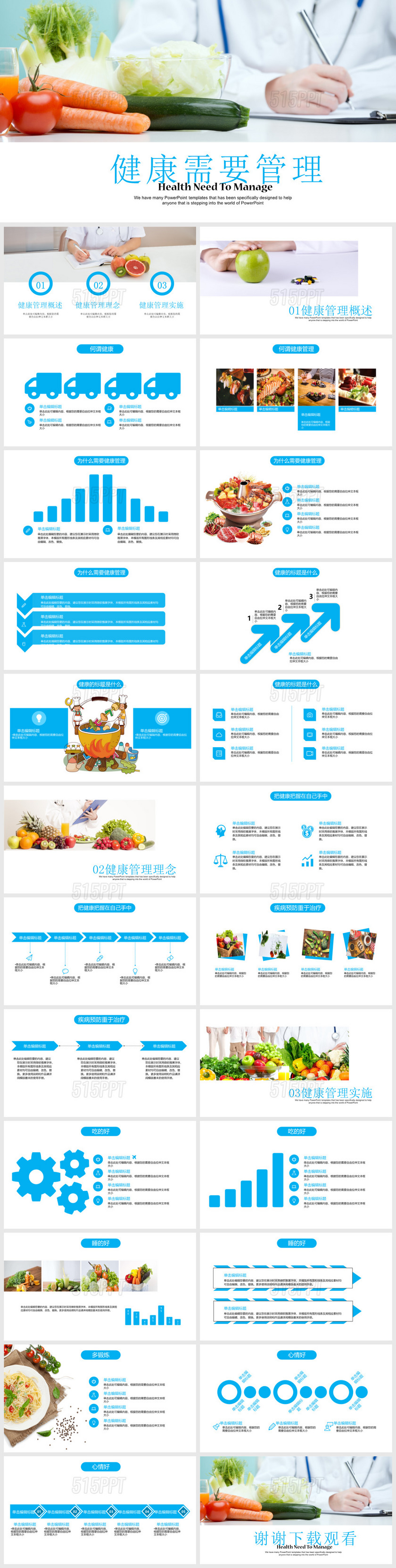 简洁实用商务健康饮食健康管理健康管理——+PPT模板