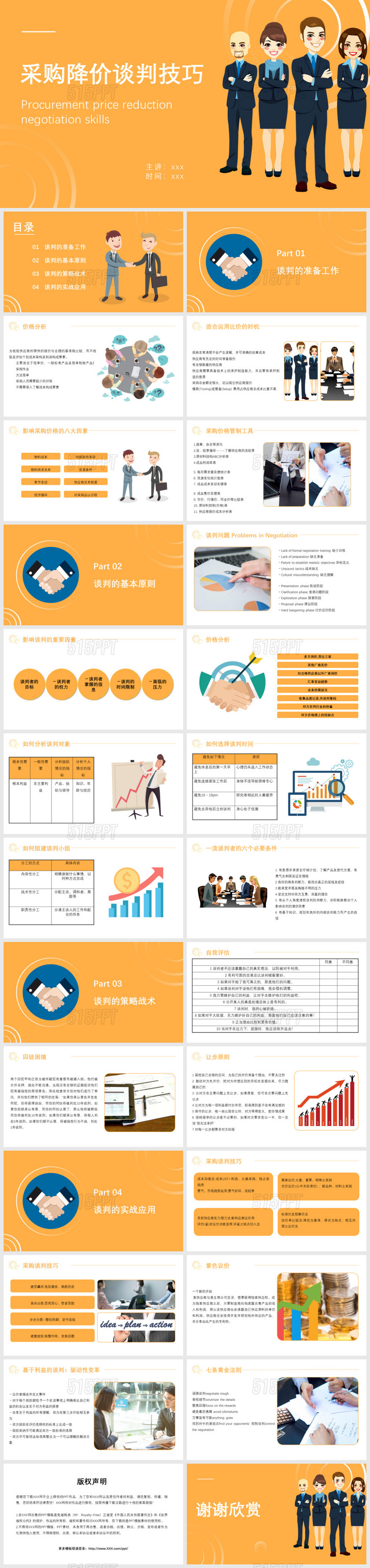 黄色简约风采购降价谈判技巧PPT模板
