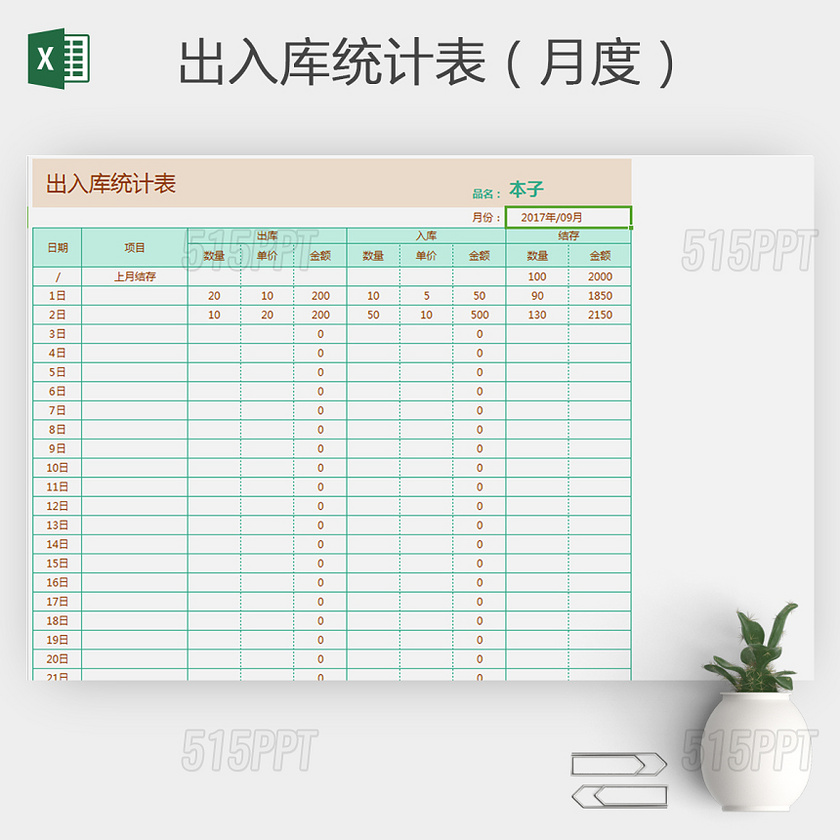 出入库 出入库表格 excel表格 统计表 电子表格