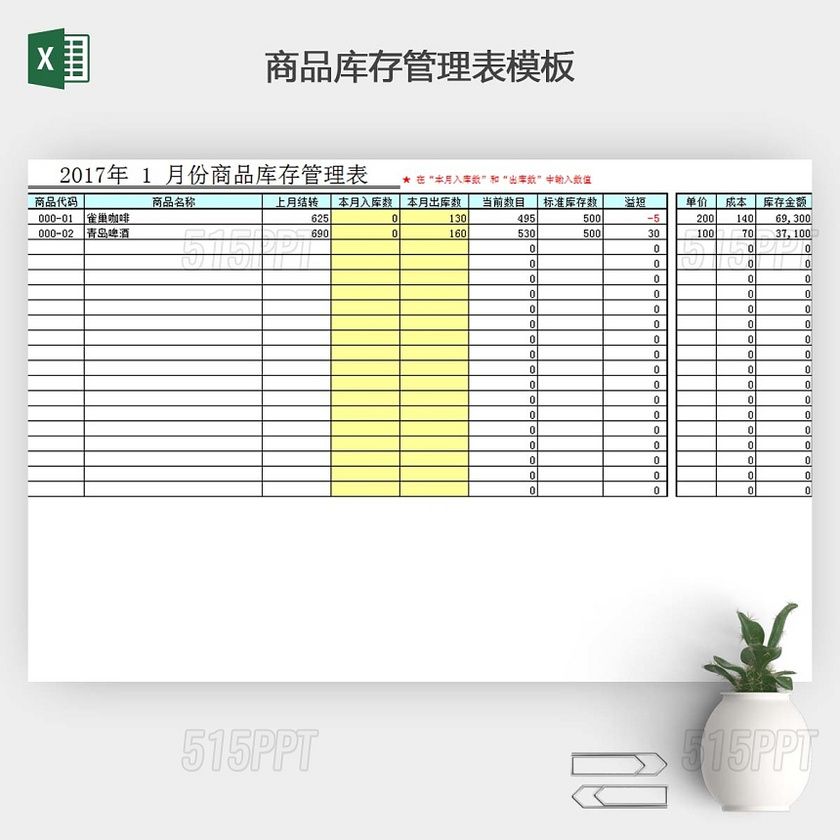 商品库存管理表模板