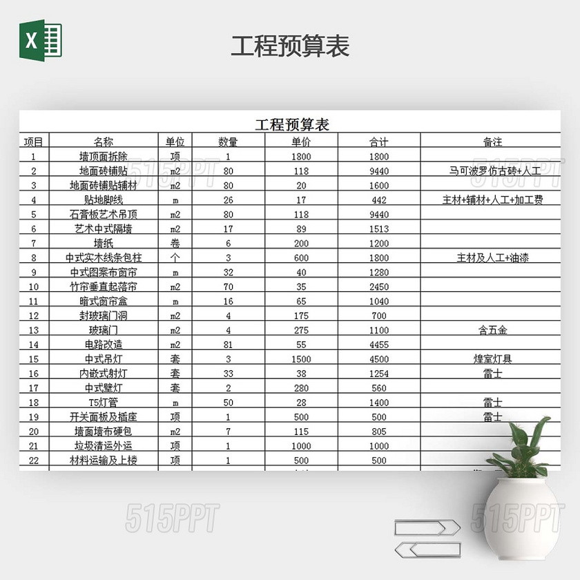 预算表格带公式