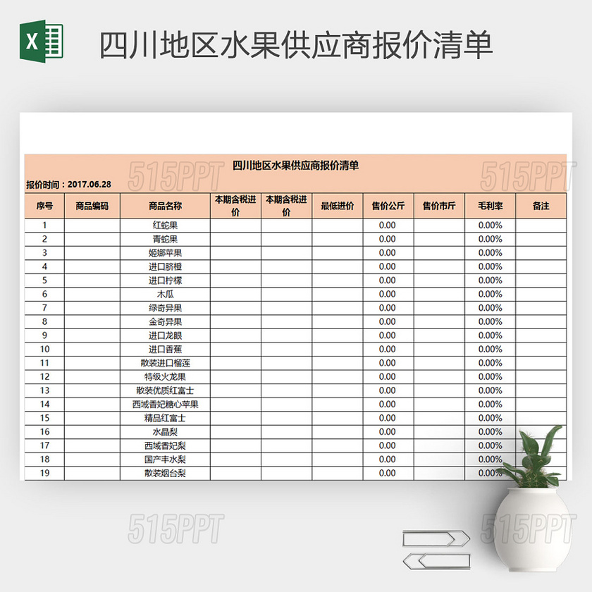 四川地区水果供应商报价单