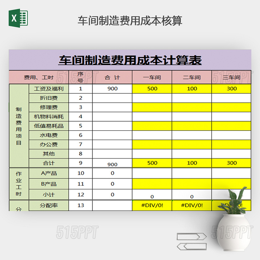 车间制造费用成本计算表