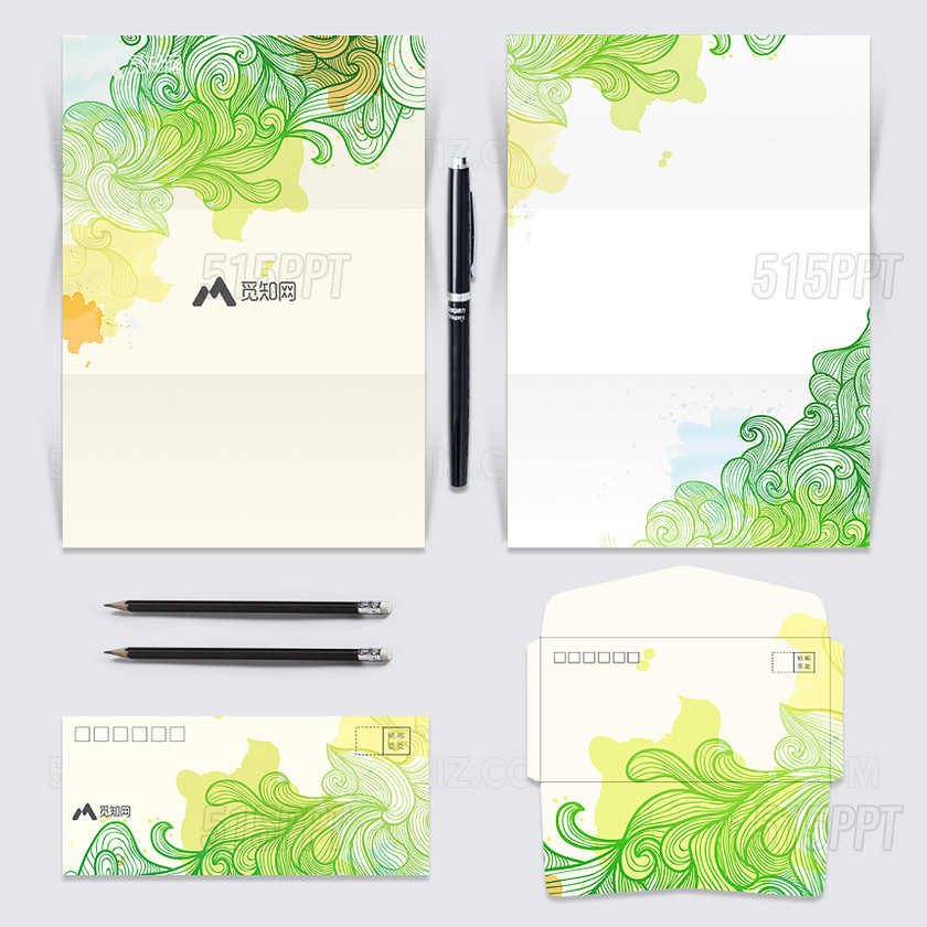 绿色科技商务风信纸设计