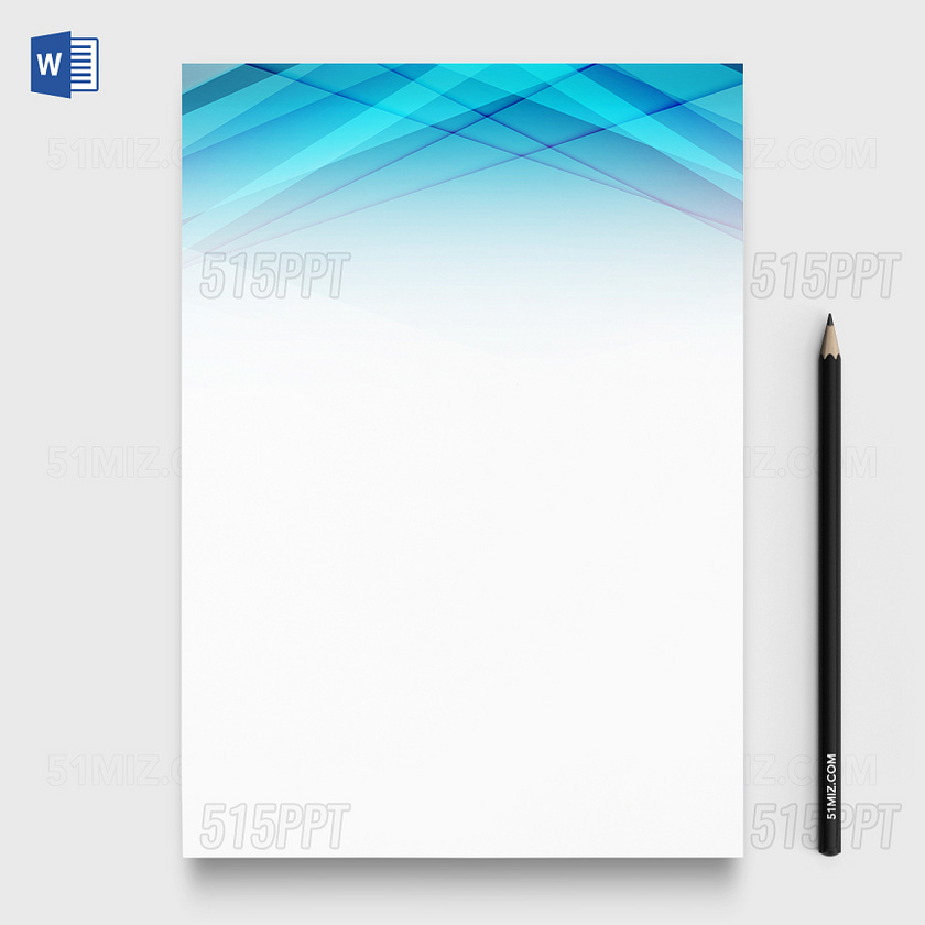 低多边形蓝色商务风信纸模板