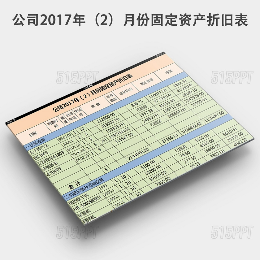 固定资产折旧表范本下载