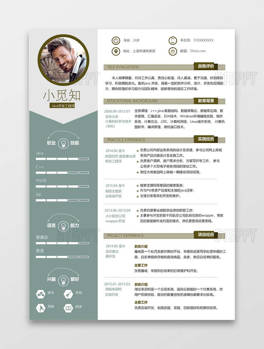 Java工程师简约简历